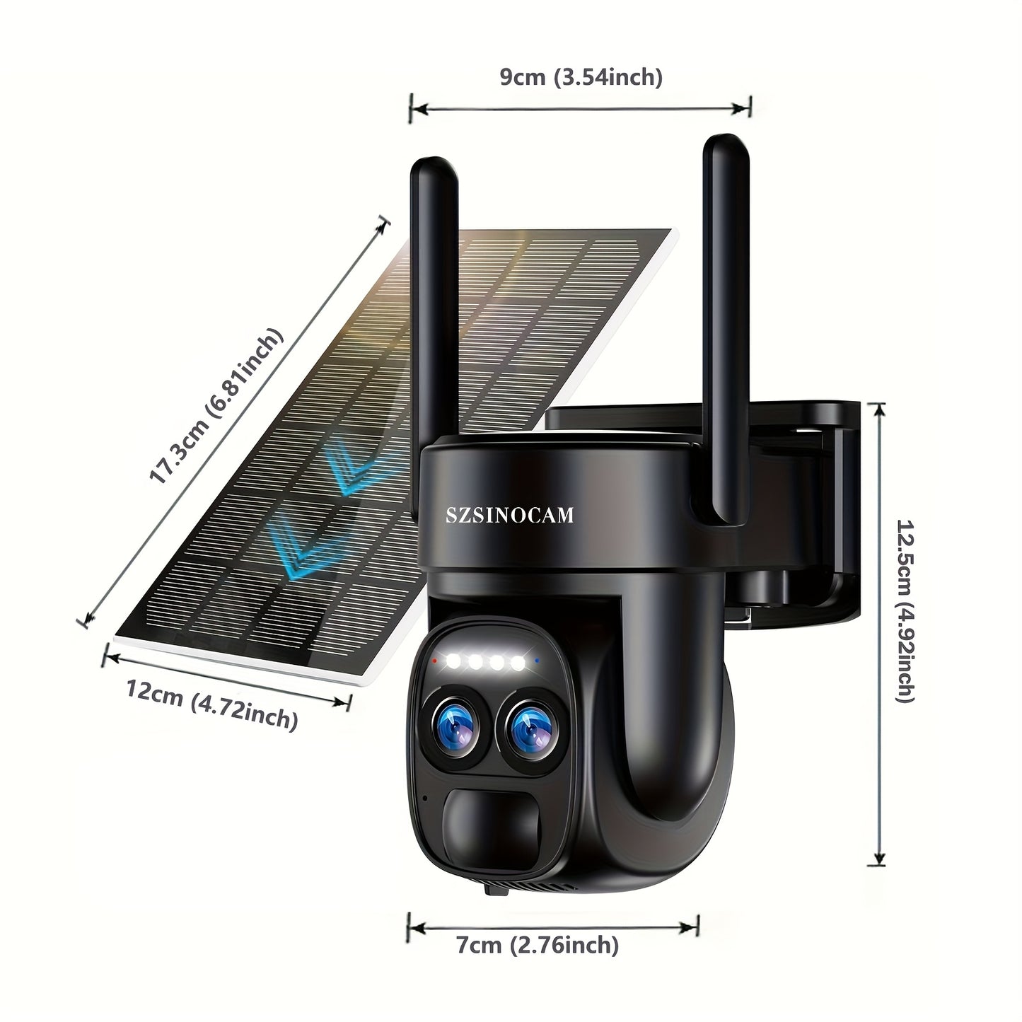 Solar-Powered PTZ Security Camera with 8x Zoom Dual Lens, 360° Auto Tracking, Human Detection, Two-Way Talk, Wireless WiFi, PoE Camera, Solar Panel, Outdoor Surveillance System for Home/Office/Business - Continuous Recording