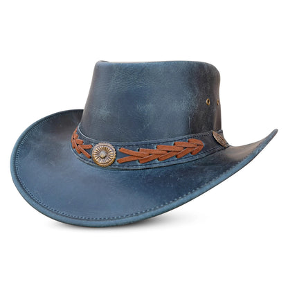 Black Genuine Leather Cowboy Western Hat for Men & Women – Classic Outdoor Ranch Style, Durable Wide-Brim Design for Horseback Riding, Country Events, Travel, Festivals & Daily Wear – Perfect Gift for Winter Season, Chris