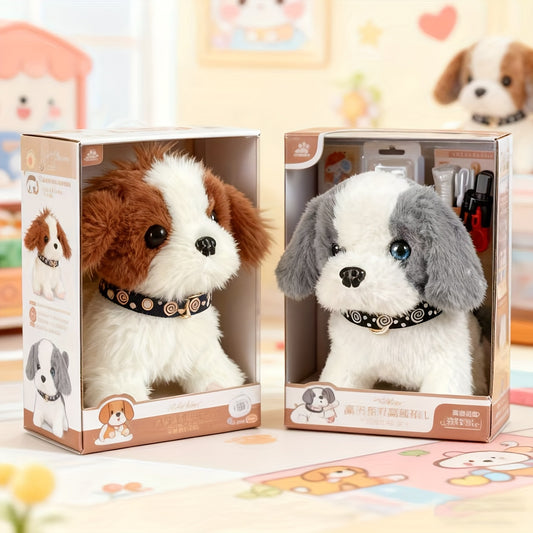 2pcs Interactive Puppy Robot, Pet Toy, Plush Toy with Walking and Tail Wagging, Simulation Toy, Cute Plush Dog for Kids, Adorable Pet Gift