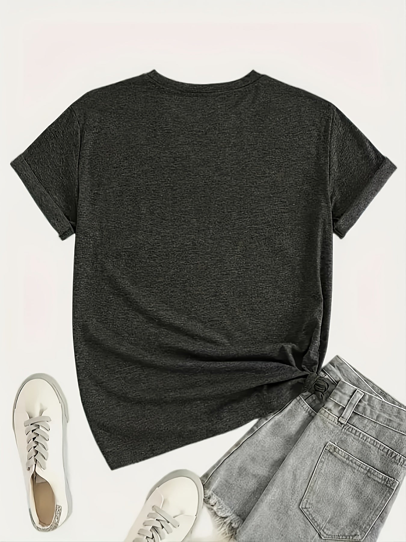 Women's Music Soothes My Soul Headphones & Sound Wave Print T-Shirt - Casual Short Sleeve Round Neck Blouse, Spring Summer Casual Attire for Music Lovers, Machine Washable Comfortable Top