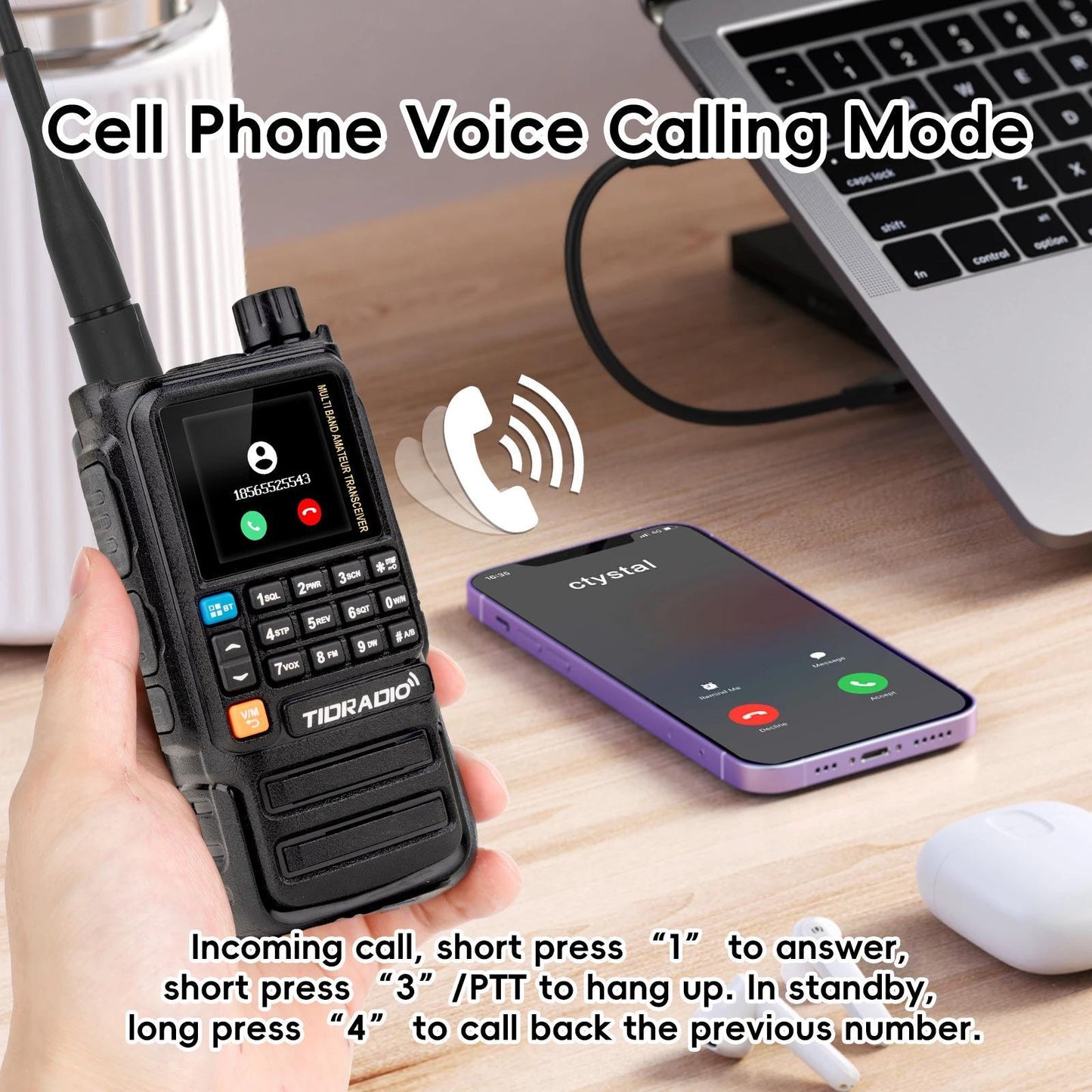 TIDRADIO H3 PLUS | Ham Radio Multi-Band Two-Way Radios with AM/ FM & Wireless Headset Compatibility | 5000km Long Range Walkie Talkies for Camping & Emergency