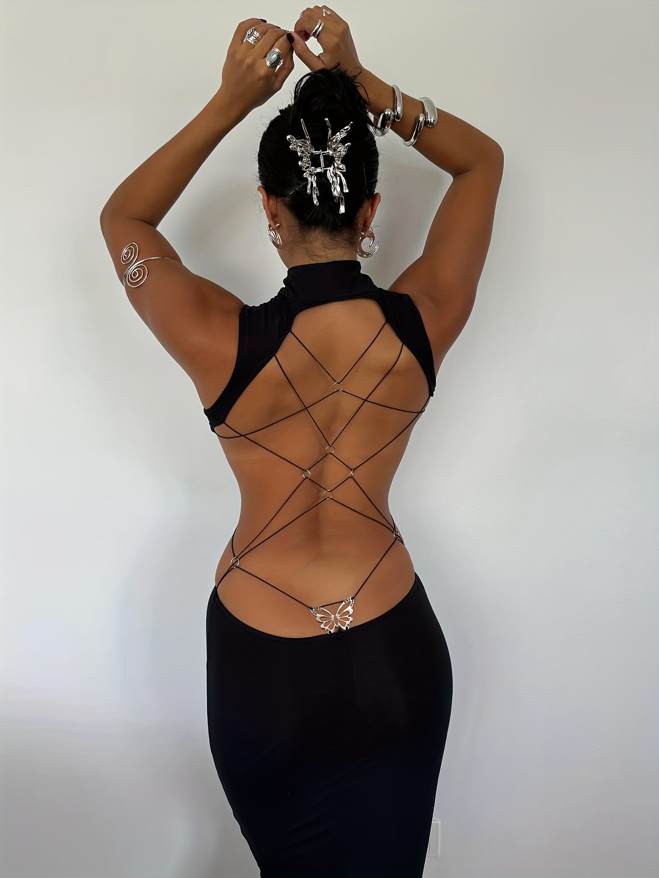 1pc Women's Sexy Off-Shoulder Backless Bow One-Piece Dress - Merger Slit Hem Long Evening Gown Suitable for Party Wedding Prom Dance Performance Dress