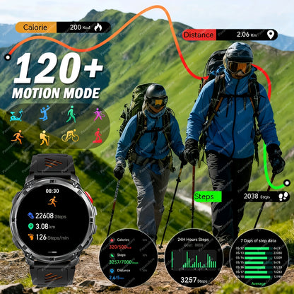 2025 Men's smart watch, 1.7-inch HD display, 1100mAh large-capacity battery, 90-day standby time, outdoor compass, wireless call, LED flashlight, 200+ dials, voice assistant, Men's watch, 120+ sports modes, fitness tracker wa