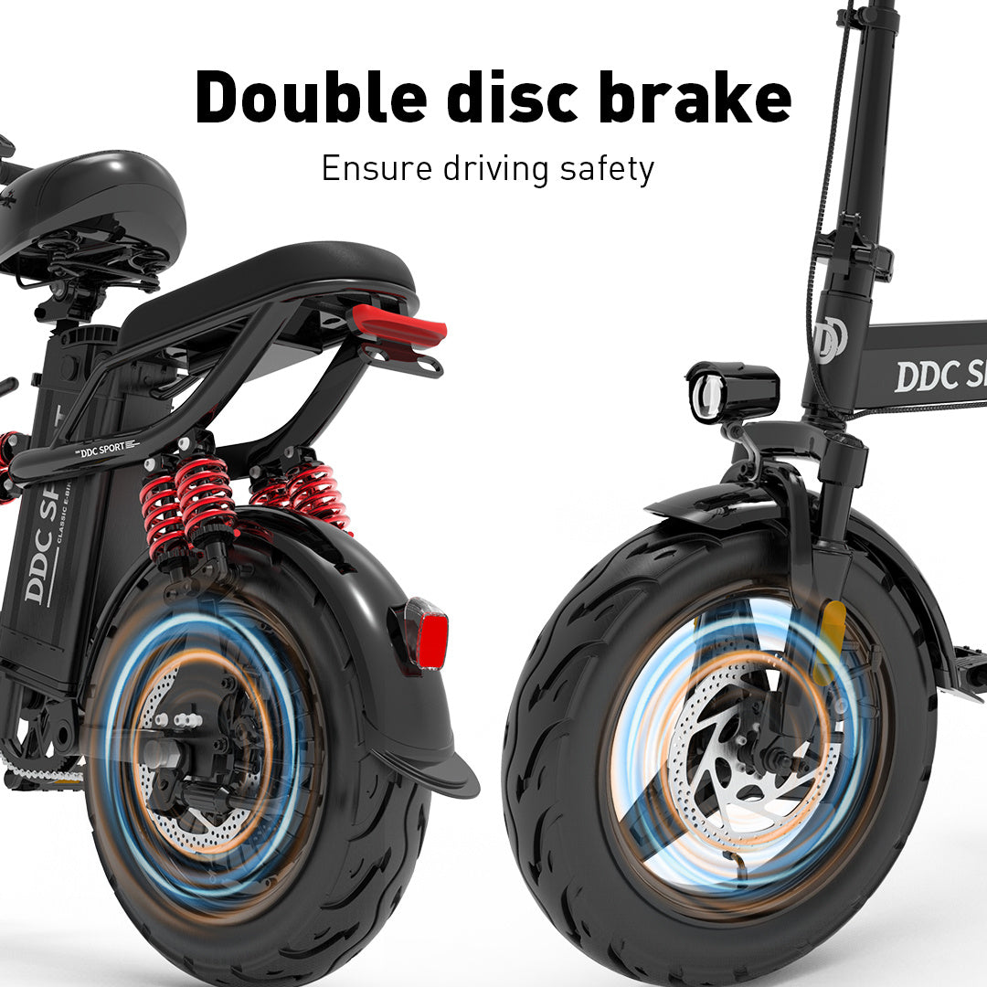 M1 Electric Bike For Adults,32 Miles Range,700W peak motor,20MPH Speed, 48V 20Ah Removable Battery, Dual Disc Brakes, Front And Rear Suspension & Commuter EBike, 14'' all-purpose tire, LCD Mileage Display
