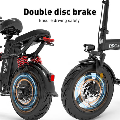 M1 Electric Bike For Adults,32 Miles Range,700W peak motor,20MPH Speed, 48V 20Ah Removable Battery, Dual Disc Brakes, Front And Rear Suspension & Commuter EBike, 14'' all-purpose tire, LCD Mileage Display