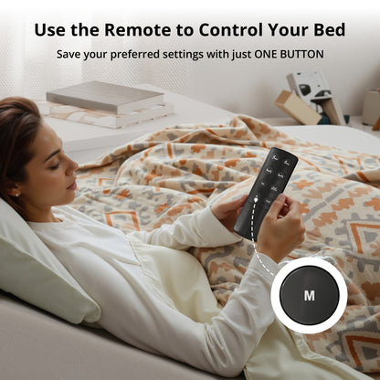 SmileBack Adjustable Bed Frame With Wireless Remote, Electric Bed Frame, Head And Foot Incline, Adjustable Leg Heights Bed Base