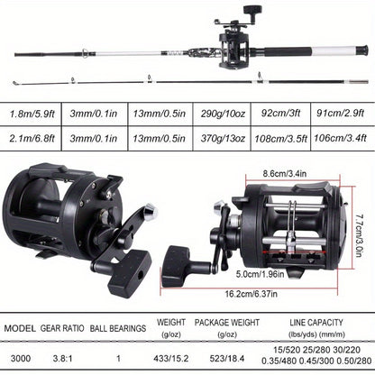 Conventional Reel and Fiberglass Fishing Rod Combo, Medium Heavy for Catfish Angling
