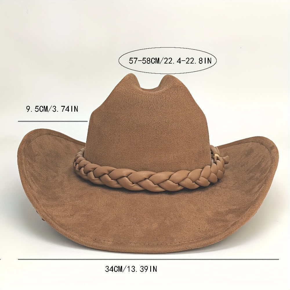 Handcrafted 3-Strand Braided Rope Cowboy Hat - Wide Brim Lightweight Western, Brown All-Season Outdoor Hat for Hiking, Horseback Riding, Durable Rope - Unisex for men & Women (Style 3-Strand)