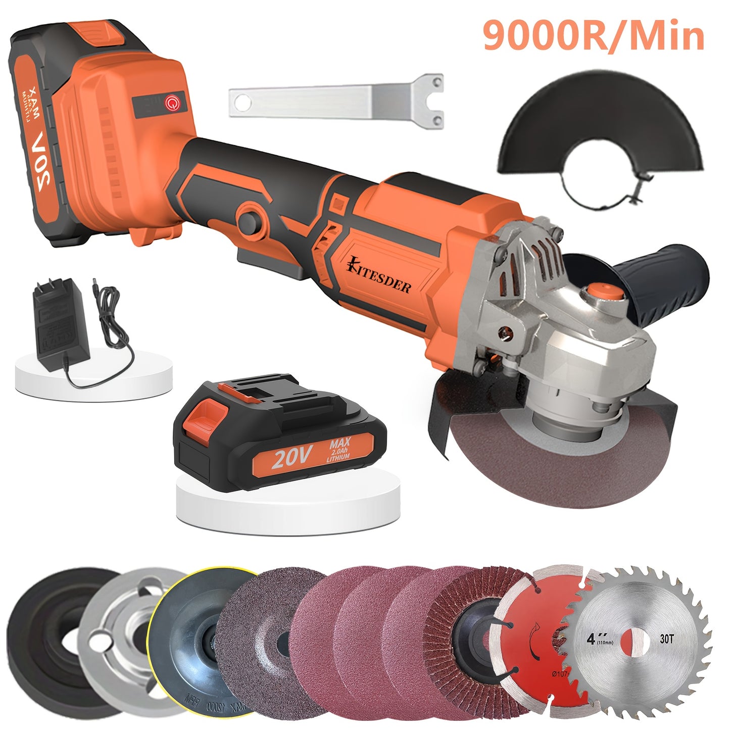 Angle Grinder 4-1/2 Inch Electric Grinder Tools 750W 6.5 Amp Metal Grinder, 11500 RPM, with Grinding, Auxiliary Handle, Christmas Gift, Shipped From Local Warehouse