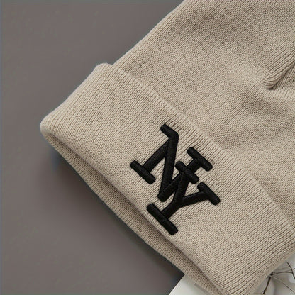 Unisex Winter Beanie Hats - 3-Pack Solid Color - Knitted Warm Outdoor Caps with Embroidered NY Logo - Hand Washable - Black
