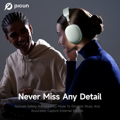 Picun F8Pro Wireless Over-Ear Headphones with 52dB Hybrid ANC, Hi Res Audio, 140H Playtime, Dual Device Pairing, 5 Mic ENC & Detachable Fabric Cushions All Day Comfort for Work & Travel, Picun
