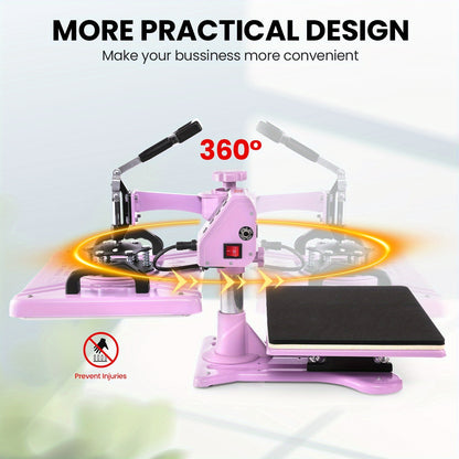 5in 1/8in 1 Hot Press, 15 "x12" T-shirt Press, 360-degree Rotation, Multi-functional Sublimation Hot Press, for T-shirts/cups/LIDS/plates/DIY, Drinkware Personalization, Multi-Surface Printing, Rotary Transfer Press, Multi-Fu