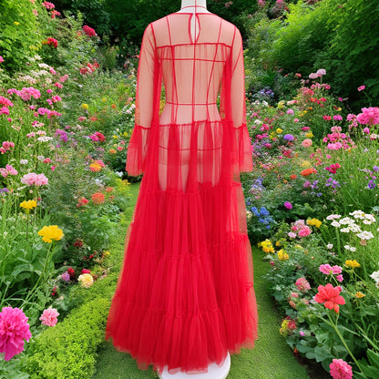 Women' Sexy Lace Off-Shoulder See-Through Maxi Dress - Neck -Line Party Gown with Long Pleated Train Suitable for Club, Prom, Wedding Dresses