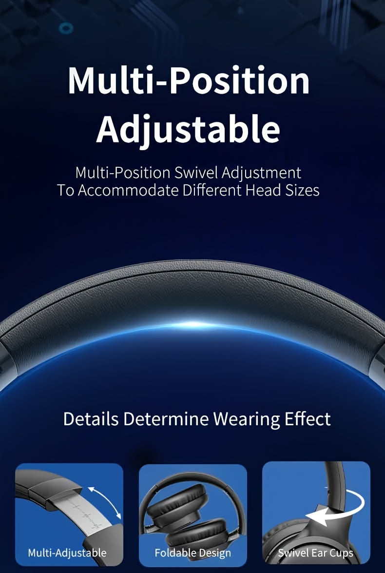 Wireless Noise Cancelling Headphones, Wireless Earbuds With Deep Bass, HiFi Stereo Sound Low Latency, Lightweight Foldable Headphones With Built-in Microphone, For Work Laptops, Mobile Phones, On-head Gaming Headphones, Compa