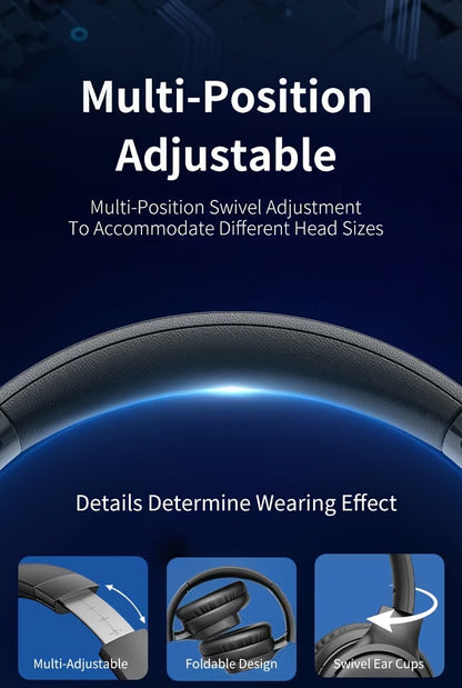 Wireless Noise Cancelling Headphones, Wireless Earbuds With Deep Bass, HiFi Stereo Sound Low Latency, Lightweight Foldable Headphones With Built-in Microphone, For Work Laptops, Mobile Phones, On-head Gaming Headphones, Compa