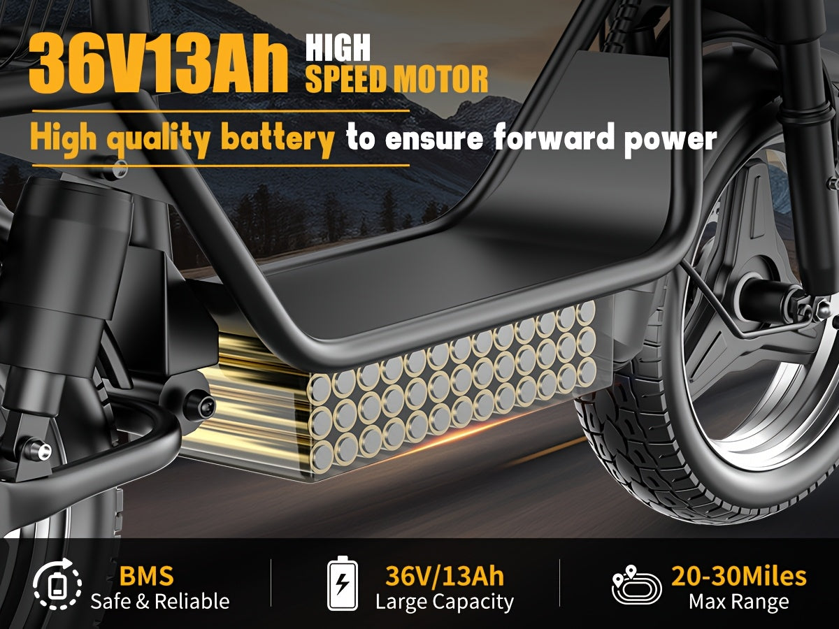 Two Options Available: Z6 48V Electric Bicycle & K8 36V Electric Scooter | 500W Dual Motor | 19MPH Speed | Folding Design+Removable Basket | Available in Both Sitting Positions/ Single Seat | Turn Signal Functionality | UL Ce