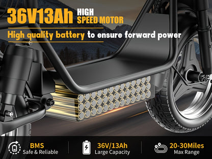 Two Options Available: Z6 48V Electric Bicycle & K8 36V Electric Scooter | 500W Dual Motor | 19MPH Speed | Folding Design+Removable Basket | Available in Both Sitting Positions/ Single Seat | Turn Signal Functionality | UL Ce