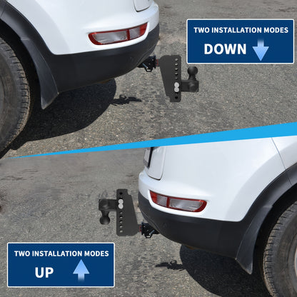 [Durable] Heavy-Duty Adjustable Trailer Hitch with Triple Ball Mount (1-7/8", 2", 2-5/16" Receivers) - Fit, Anti-Theft Locking Pins, Powder-Coated Metal, Ideal for RVs, Boats, and Trailers up to 12, 500 lbs GTW