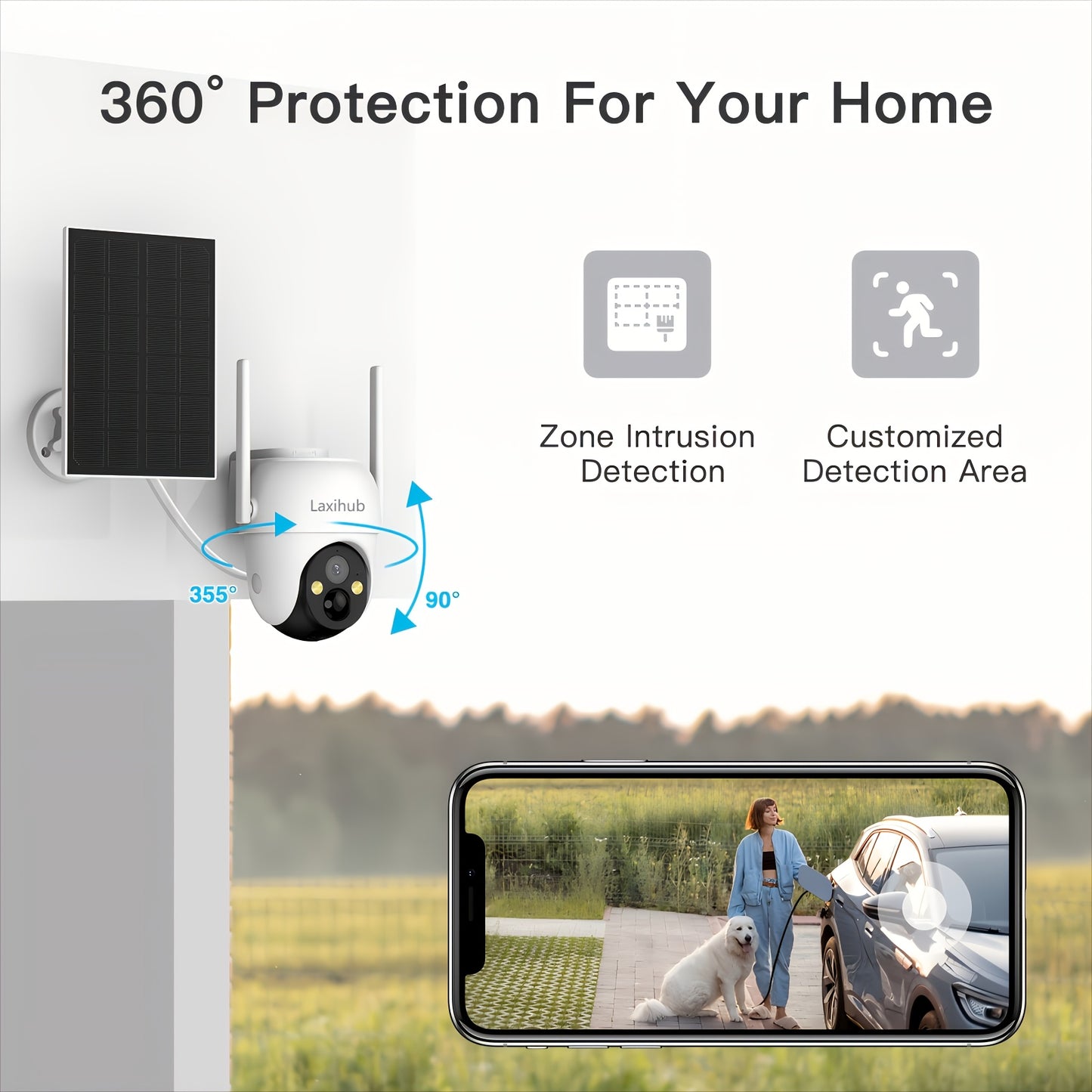 4PC Solar Powered Outdoor Wireless Security Camera 1296P FHD, 3MP FHD Video Resolution Battery Powered CCTV Camera For Home Security Cloud/SD 2.4GHz WiFi AI Motion Detection Spotlight IP65 Waterproof Color Night Vision 2-Way