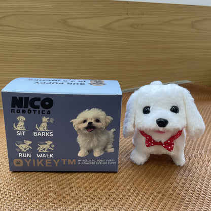 2027 New Realistic Robotic Puppy - Interactive Walking, Barking & Expressive Eyes Robot Dog with Soft Fluffy Fur Texture, Button-Controlled Movement & Lifelike Companion for Home, Office, or Gift - Cute Animal Replica with Si
