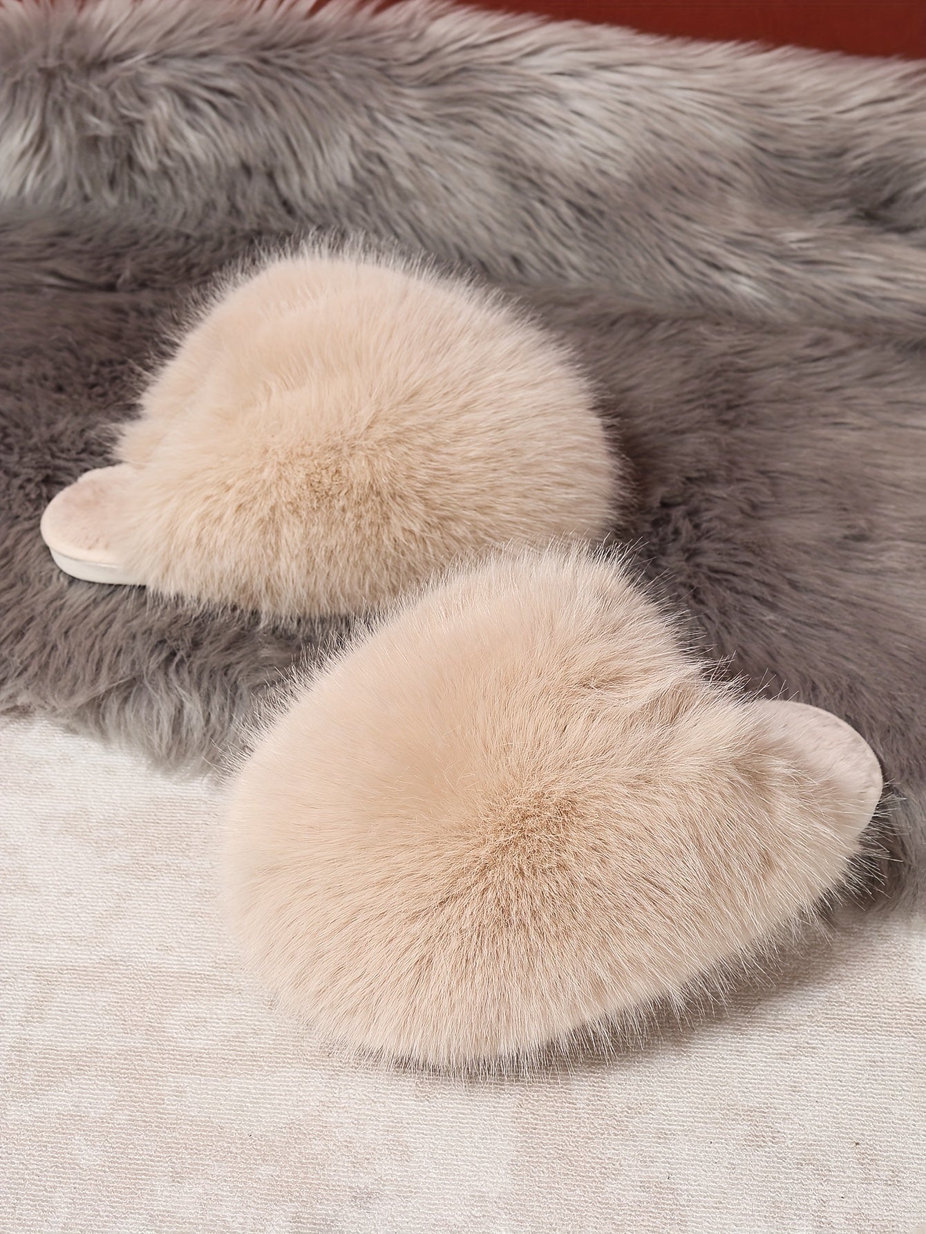 Women'S House Slipper, Indoor Slipper For Women, Slip-on Shoe For Women, Elegant Plush Furry Slippers With Non-slip Rubber Sole, Soft Warm Lining & Cozy Closed-toe Design, Korean Style Slip-on Slippers For Home, Office, Casua