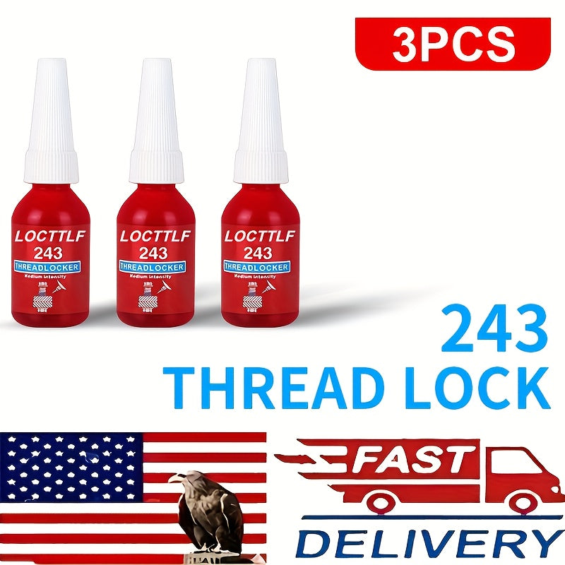 Thread Lock, 1.69oz Medium And 1.69oz Strong Strength Threadlocker For Locking Nuts, Bolts, Fasteners And Metals, Thread Locker Sealant To Prevent Loosening & Corrosion (Removable + Permanent) NO. 272/ 243