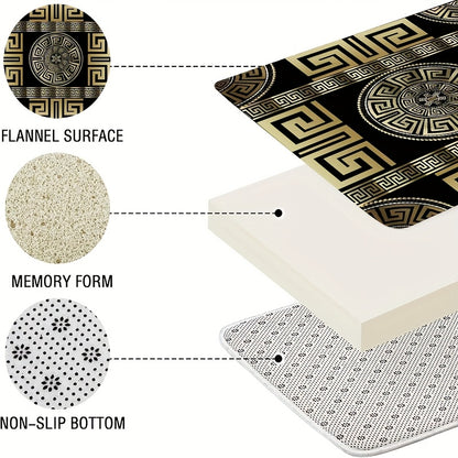 1/4pcs Golden Glitter, Geometric Pattern Bathroom Set, High Quality and Multifunctional Shower Curtain with 12 Hooks, Nonslip Bathroom Mat, Ushaped Toilet Mat, Toilet Seat Mat, Bathroom Decoration, Bathroom Partition, Room De