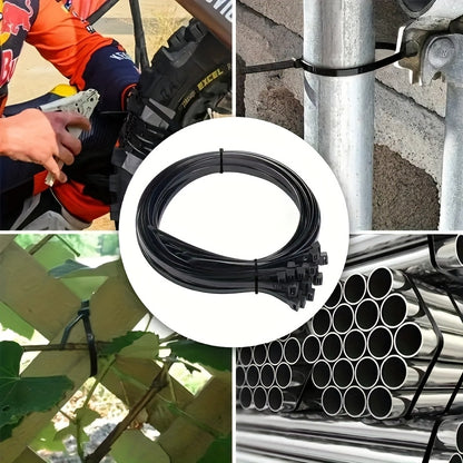 300pcs Heavy-Duty Nylon straps - Extra Strong, Waterproof, Anti-Slip, Black - for Heavy-Duty Binding, Packaging, Gardening, Furniture Assembly, Outdoor/Indoor Use - Multi-Purpose Fastening Tape, Garden Binding Tapes, Textured