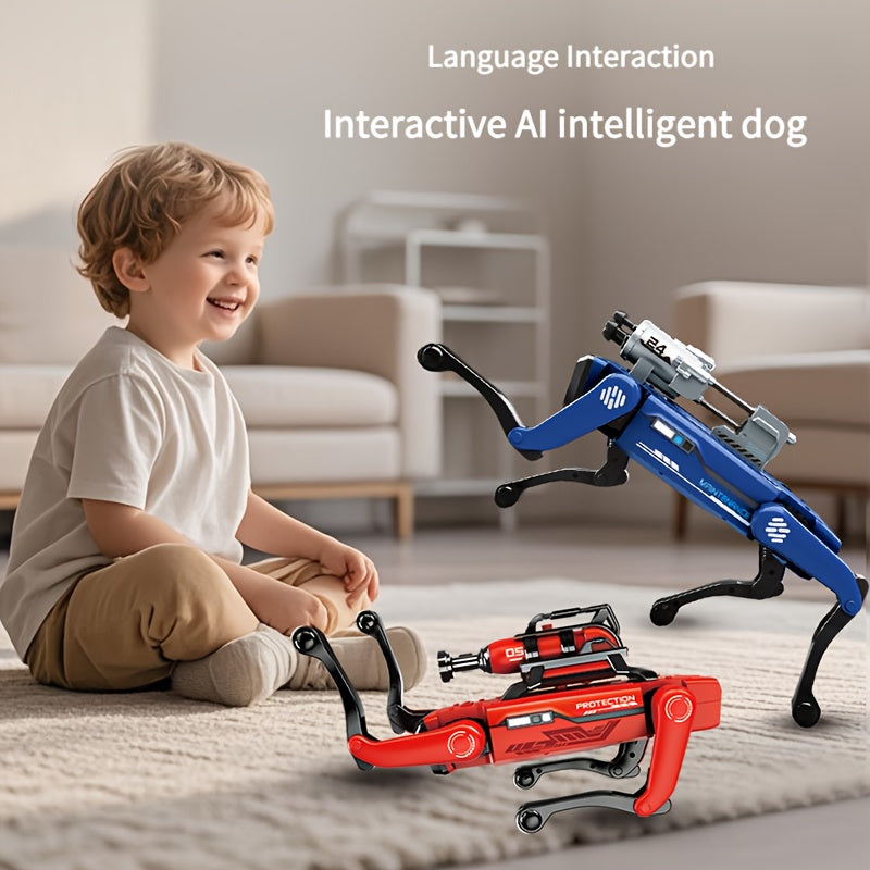 [Smart Robot Dog] New Multifunctional Robot Dog, Firefighter/SWAT Model with Water Spray & Soft Bullet Launcher, Multiple Language Instructions, Bionic Mechanical Arm, Singing and Dancing, Handshake Greeting, Remote Control T