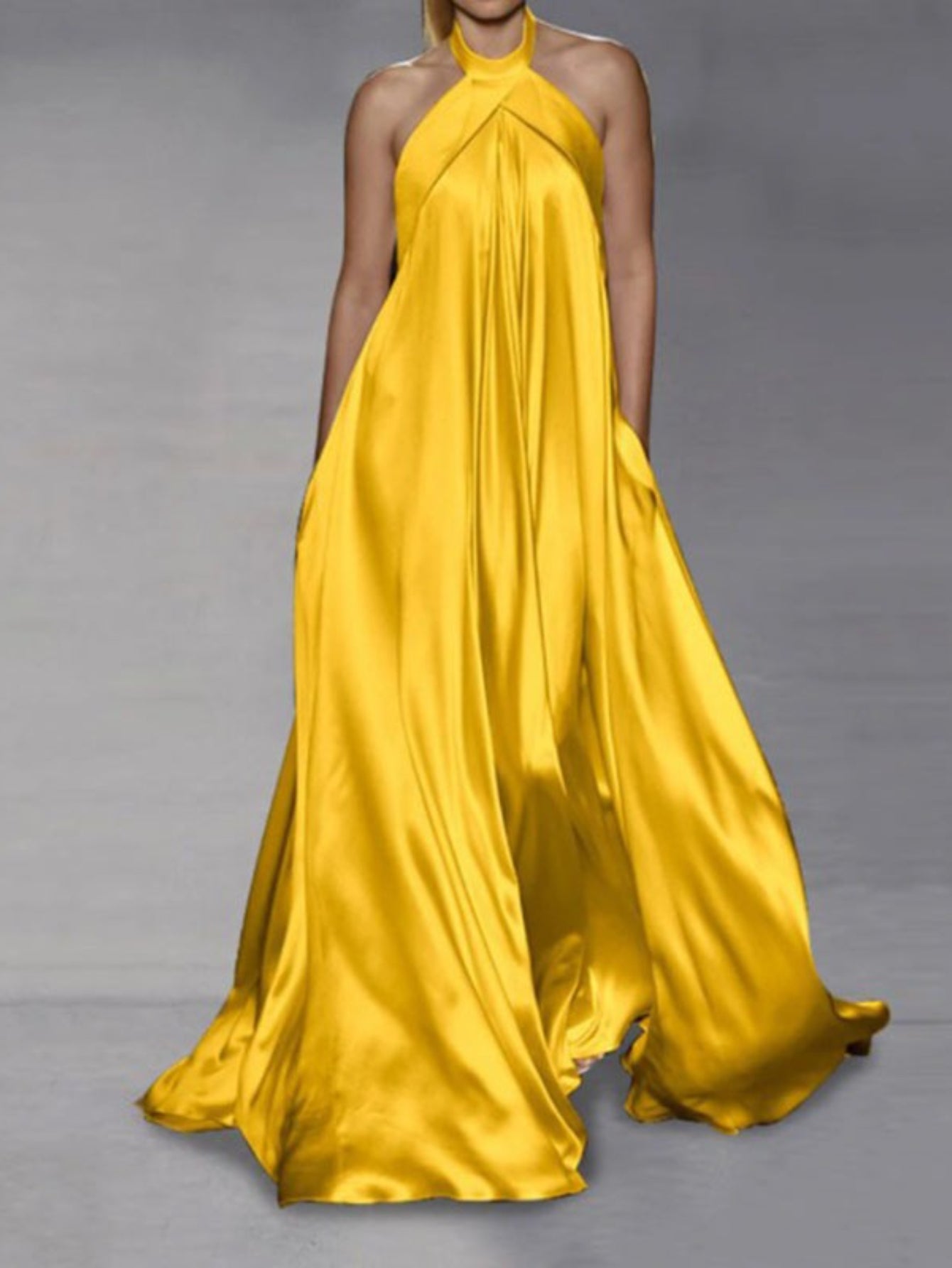 Plus Size, HERTALK Summer and Autumn New Fashion Casual Solid Color Long Flared Dress for Women