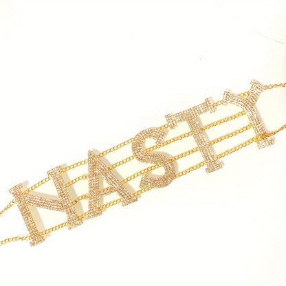 1pc European and American style NASTY letter necklace exaggerated rhinestone claw chain fashionable sexy punk neckline Women's style