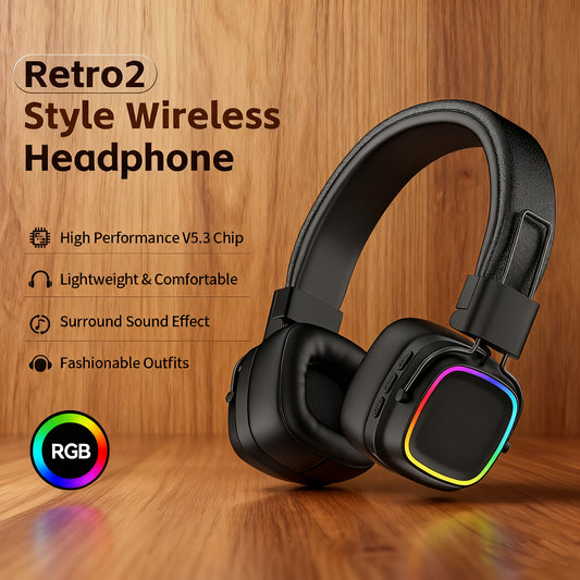 Retro Over-Ear Wireless Headphones, Classic Style, 26th New Model Earbuds, High Quality & Sound Clarity for an Enhanced Listening Experience. Comfortable Touch and Timeless Design Make These AirPods Even More Appealing with H
