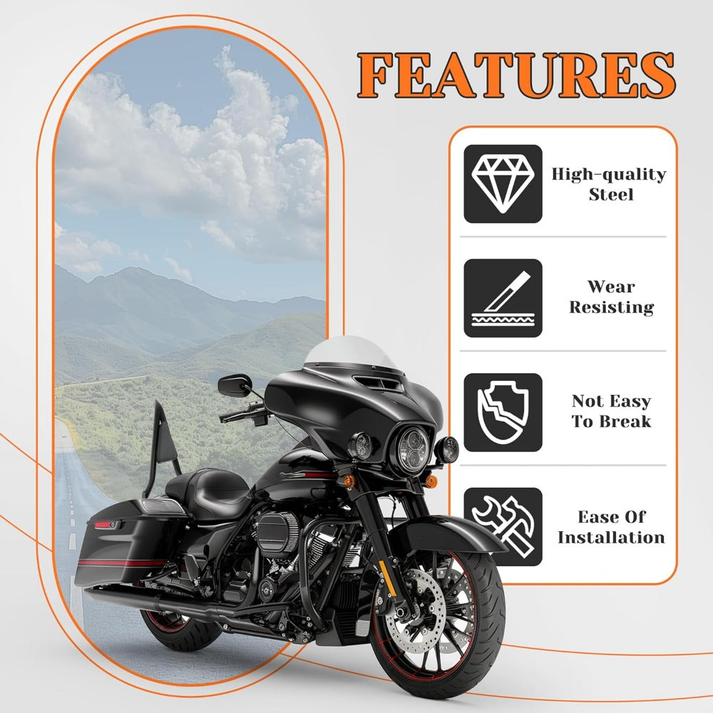 Detachable Backrest rear backrest Compatible with 2009-2024 Touring Models Street Road Electra Glide Road King CVO Ultra Limited Low Back Rest Luggage Rack (22 Inches Black)