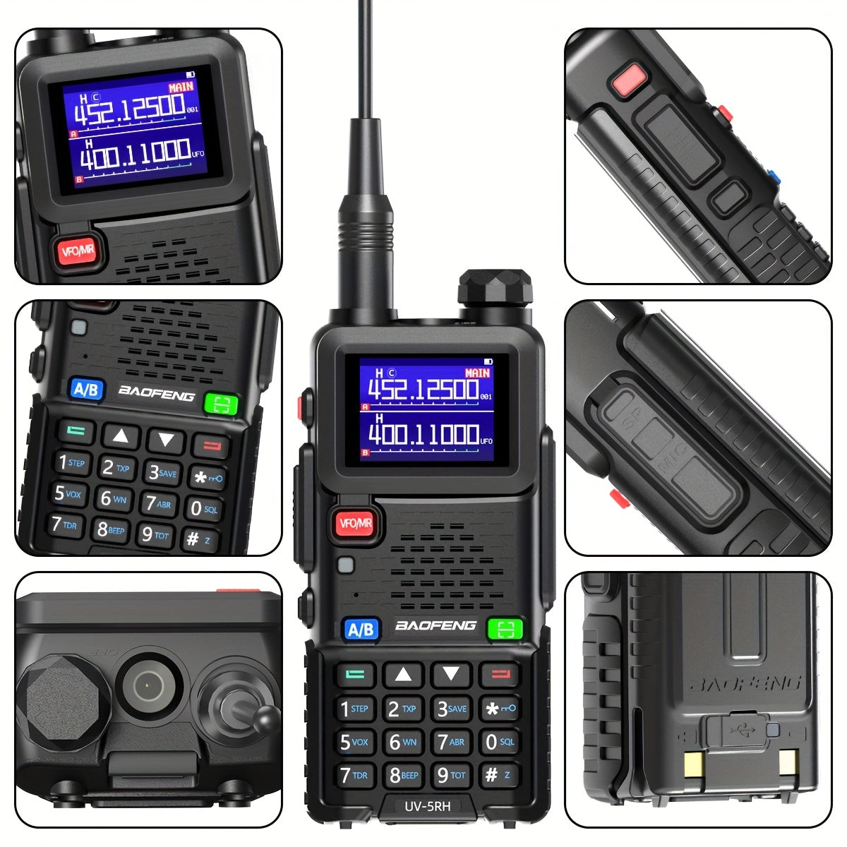 2Pack BAOFENG 5RM 10W Ham Radio Handheld Long Range, (4pcs Batteries) Portable Two Way Radio, 999CH, Frequency Copy, NOAA Weather, Walkie Talkie For Adults With Speaker Mic, Programming Cable For Business Bank Office