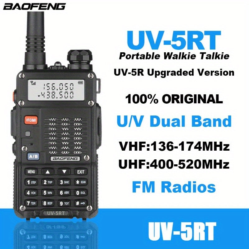 BAOFENG Upgraded UV-5R Dual Band 10 Km Long Range Two-Way Radio BF-UV5RT FM Transceiver Suitable for Car Driving, Outdoor Camping, Wilderness Hunting etc, Without Battery