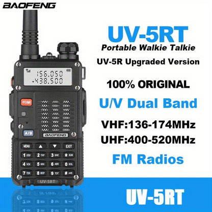BAOFENG Upgraded UV-5R Dual Band 10 Km Long Range Two-Way Radio BF-UV5RT FM Transceiver Suitable for Car Driving, Outdoor Camping, Wilderness Hunting etc, Without Battery