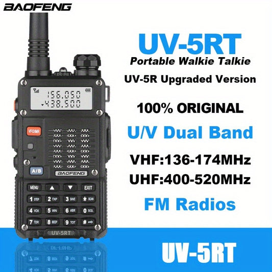 BAOFENG Upgraded UV-5R Dual Band 10 Km Long Range Two-Way Radio BF-UV5RT FM Transceiver Suitable for Car Driving, Outdoor Camping, Wilderness Hunting etc, Without Battery