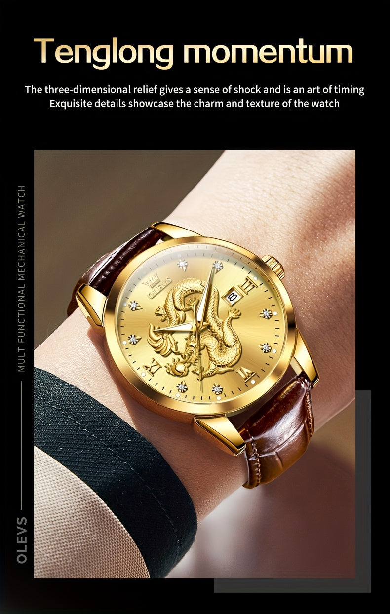 OLEVS New Luxury Business Luminous Quartz Stainless Steel Watches for Men Original Top Brand Fashion Men'S Wrist Watches Golden Trend High Quality Best Selling Men'S Watches, Fashion Watches for Men, Mechanical Watches for Me