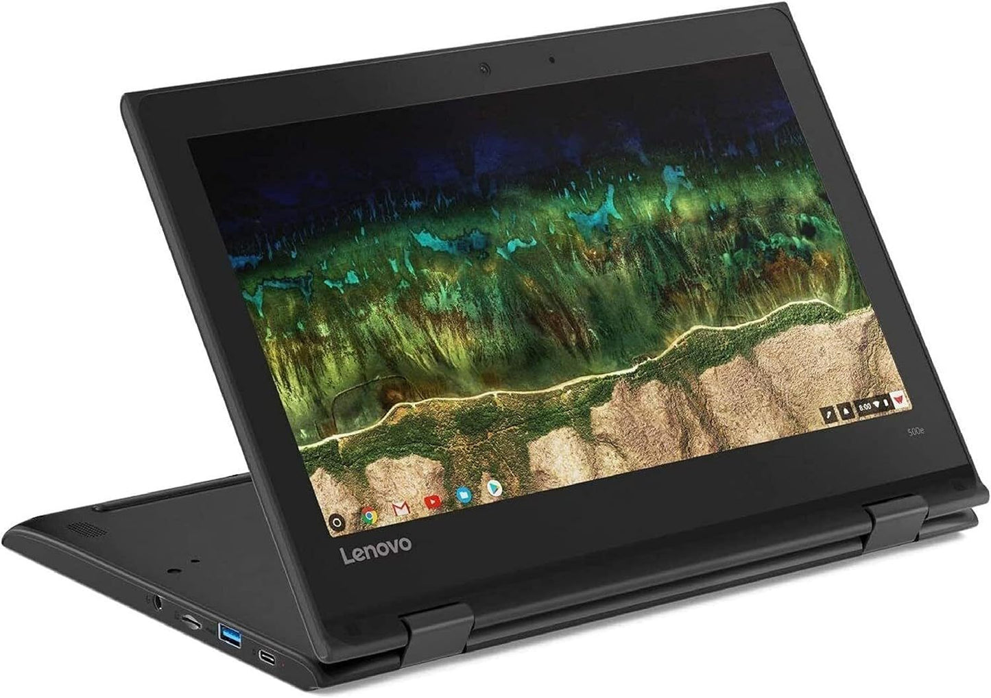 Lenovo 500e Chromebook 2-in-1 Laptop, 11.6in HD Touch, Intel Celeron N3450, 4 GB RAM, 32GB eMMC Drive, Webcam, Chrome OS Refurbished