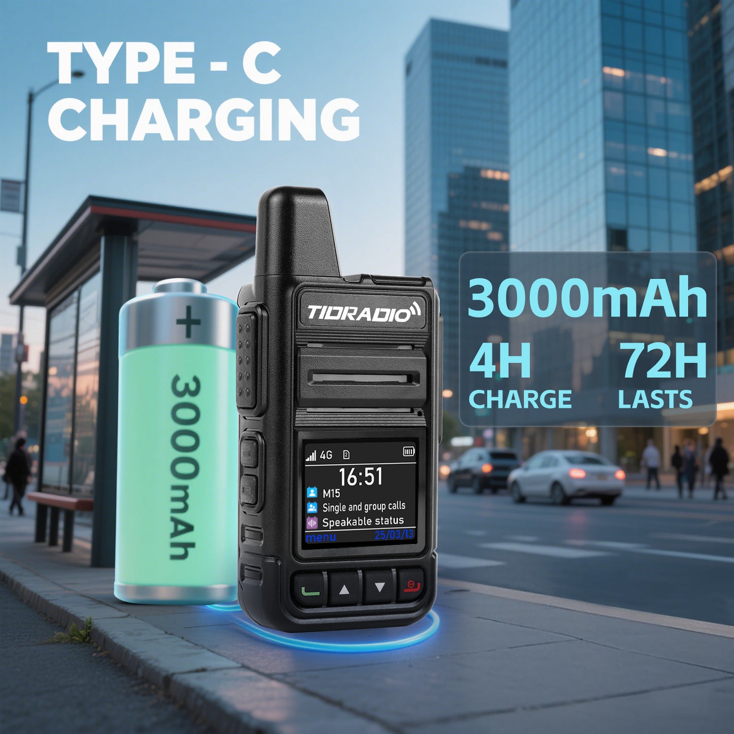 TIDRADIO Global Walkie Talkies 4G POC with Sim Cards, Long Distance 5000 Miles Rechargeable Nationwide Unlimited Range Two Way Radios & USB-C Battery (2 Pack)