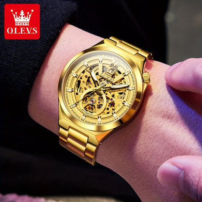OLVES Stainless Steel Automatic Mechanical Watches For Men Luxury Top Brand Business Fashion Men'S Watches New Trend Classic Original High Quality Best Selling Men'S Wrist Watches, Without Battery