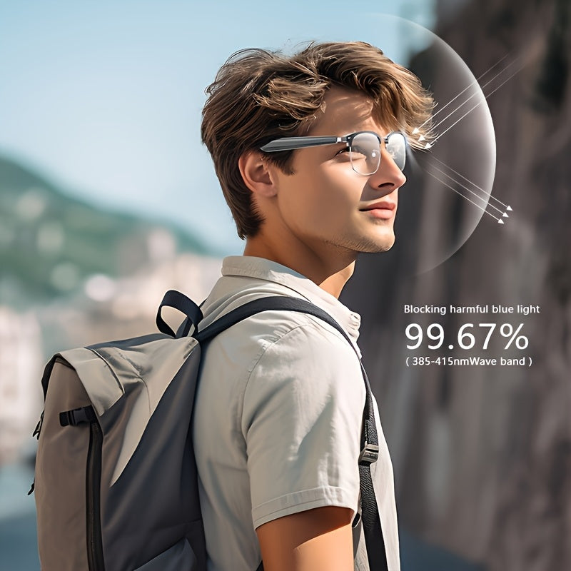 AI Smart Glasses with 160+ Language Real-Time Translation, Chat GPT System, Built-in Mic & Speaker, HD Voice Calls & Music Playback, Smart Glasses with Camera & Voice Assistant for Men & Women, USB-Powered, Compatible with Sm