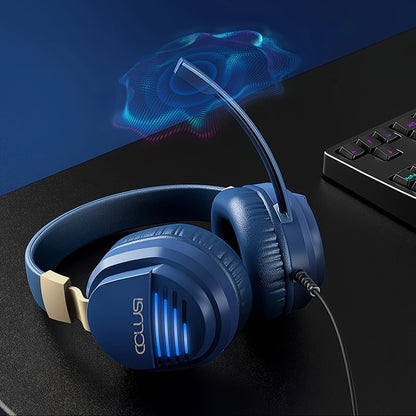 COLUSIBLUE Wired Gaming Headset with Noise-Cancelling Mic, Stereo Bass Surround, Soft Memory Earmuffs for PC, PS4, PS5, One Controller, Volume Control, Condenser Microphone, Non-Waterproof, Plastic Material, Tangle-Free Desig