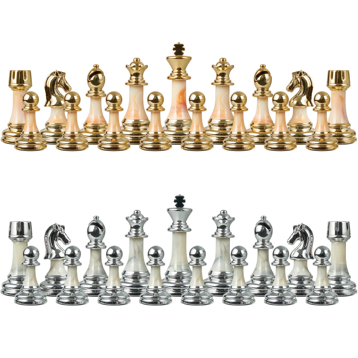 16.5-inch Chess Set, Featuring A Foldable Wooden Board with Storage Slots, Weighted Acrylic Chess Pieces, Including 2 Extra Queens And A 3.5-inch King Piece, Perfect for Halloween And Christmas Gifts., Large Chess Board, Ches