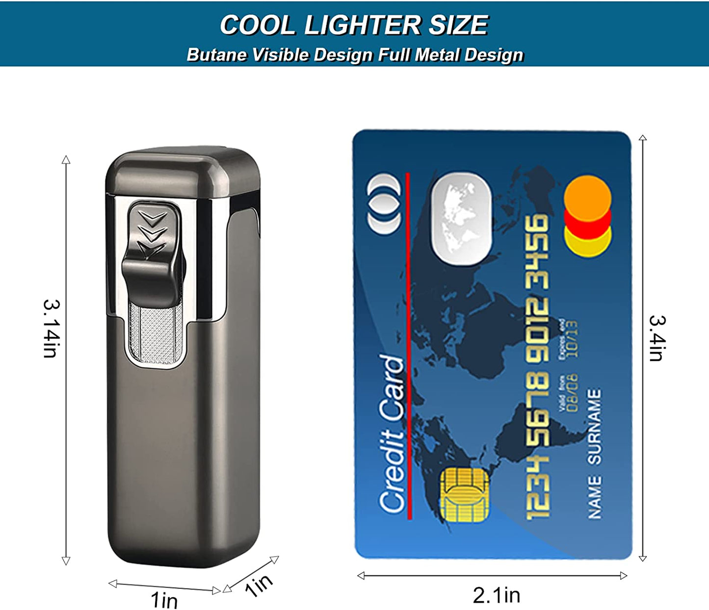 1pc Quad Direct Blow Flame Inflatable Butane Lighter | Adjustable Windproof, Metal, Ideal for Camping, Outdoor, Collections, Gifts, Birthday, Holiday Gifts