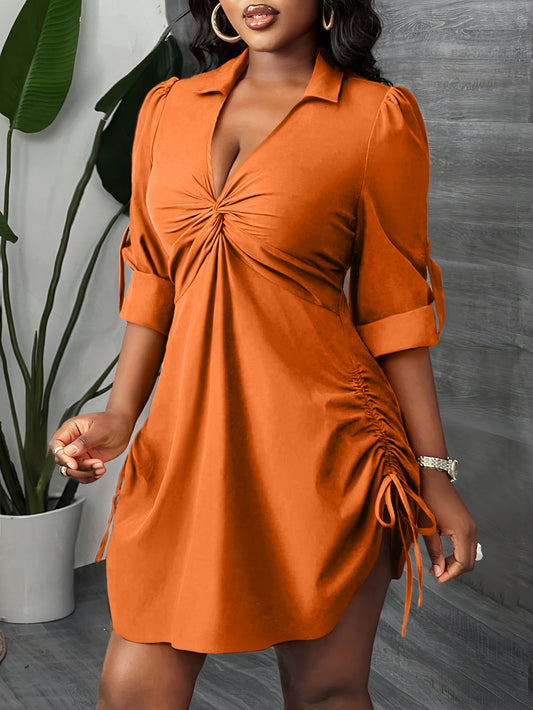 Stylish - Long Sleeve - Drawstring Dress