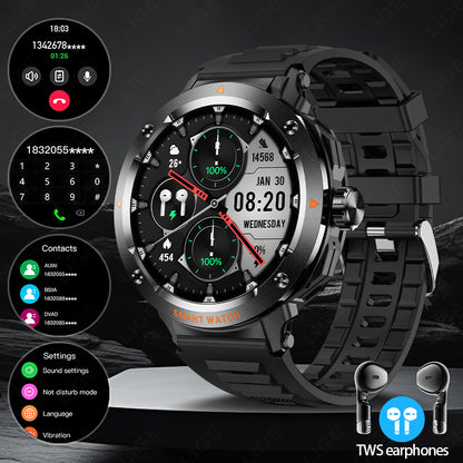 LIGE New Smartwatch with 2-in-1 Wireless Earbuds, NFC Access Card Function, Full Touch Control, - 1.46''TFT Screen, Fitness Tracker, Music Playback, Sleep Monitor, Weather Updates, Information Storage, Multiple Sports Modes,
