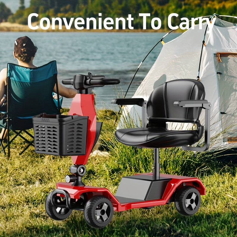 4 Wheel Electric Kick Scooter with Seat - 250W Motor, 15 mph Speed, Foldable Tandem Scooter with Backseat Chair and Front Basket, 265 lbs Capacity, 8-inch Solid Tires, Lightweight 82 lbs, Long-Lasting Battery, Can Be Used on
