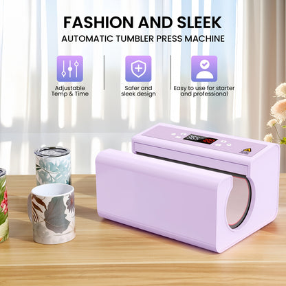 Auto Tumbler Heat Press Machine 30oz Mug Press Automatic Rotation Full Print, Temp & Time Setting, Cup Transfer Machine for 11-30oz Ceramic, Glass, with Sublimation Papers, Heat Tape & Gloves