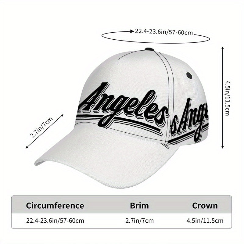 1pc 2D Los Angeles Lettering Print Baseball Cap - Adjustable Polyester Snapback Hat with Full-Body Vibrant Design, Ideal for Running, Sports & Streetwear.
